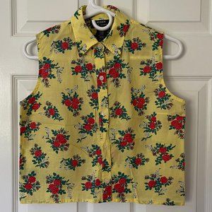 Ralph Lauren Cotton Crop Sleeveless Yellow Floral Top